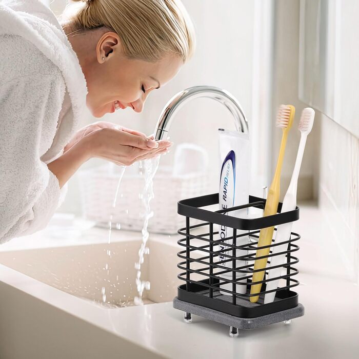 Настінний тримач зубної щітки Shinowa для ванної кімнати, тримач зубної пасти для електричної зубної щітки з нержавіючої сталі з лотком для швидкого висихання, 2 клейовими прорізами та настільним приладдям для ванної кімнати Органайзер для душу