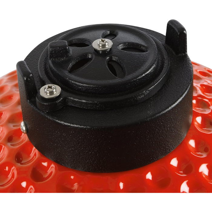 Вугільний гриль Haiiro Ø 32 см з термометром, дерев'яна ручка червоний керамічний гриль Kamado, міні-гриль на вугіллі, міні-гриль