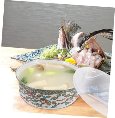 Набір емальованих мисок Amosfun з 5 предметів, багатоцільові миски з кришками для локшини швидкого приготування, салату, супу, мисок для змішування, мисок для зберігання продуктів з гладкою поверхнею для домашнього використання, 18,60 x 18,60 x 7,50 см