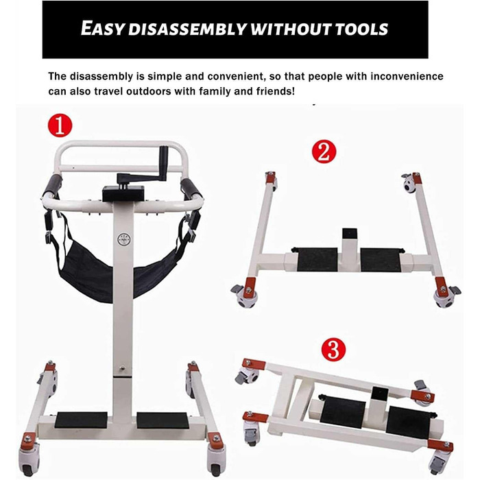 Складаний підйомний інвалідний візок, підйомник для пацієнта вдома, багатофункціональний підйомник для перенесення пацієнтів з м'яким сидінням, підходить для підтримки перенесення крісел у ванній кімнаті людей похилого віку