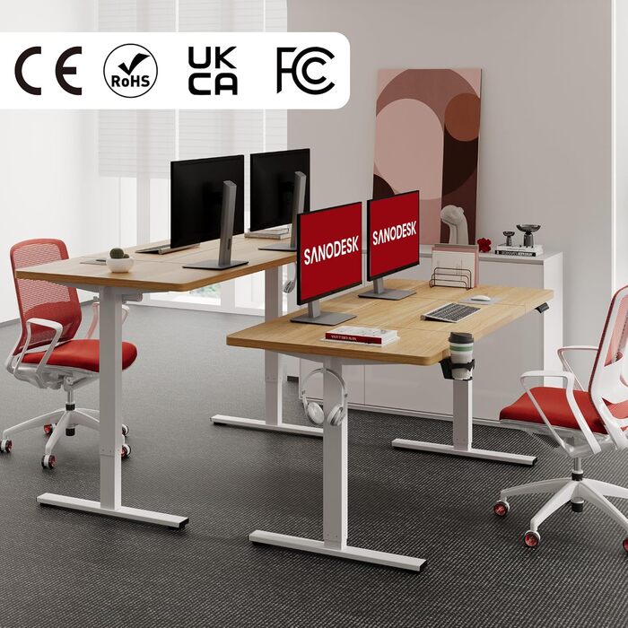 Письмовий стіл з регульованою висотою 160x80 см Ергономічний стіл для роботи стоячи з функцією пам&39яті та блокуванням від дітей, міцний каркас (клен) 160x60 см клен