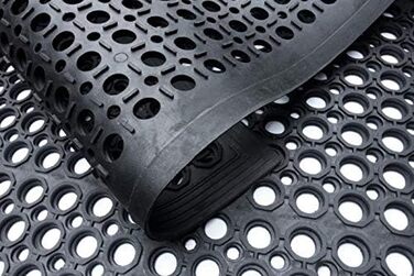 Нековзний гумовий килимок 90x150 см з бордюром Міцний кільцевий гумовий килимок для зовнішнього та внутрішнього використання Всепогодний брудозахисний килимок зі 100 гуми Дренажна стільникова структура для надійного зчеплення