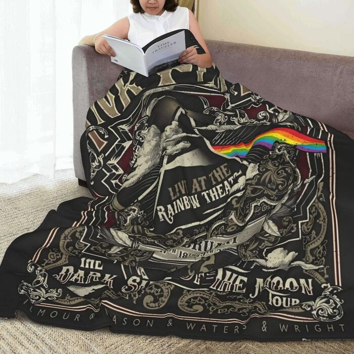 Флісова ковдра Pink Rainbow Floyd, легка, ультрам&39яка ковдра з мікрофібри для дивана, кушетки, ліжка, кемпінгу, подорожей суперм&39яка, затишна ковдра з мікрофібри, 203,2 x 152,4 см (як на фото 80&39x60&39)