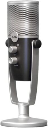 Професійний USB-C конденсаторний мікрофон AKG Pro Audio Ara два режими захоплення звуку для подкастингу, влогінгу, геймінгу та стрімінгу, синій та сріблястий