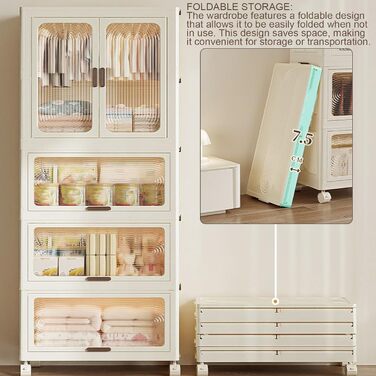 Дитяча шафа, складна, портативна, шафа для зберігання дитячого одягу, багатофункціональний органайзер для дитячих костюмів для спальні, дитячої кімнати, міцний матеріал PP.