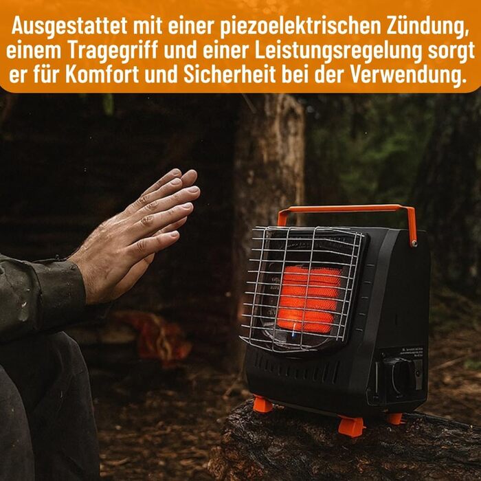 Газовий обігрівач NEO TOOLS 90-133, 2,2 кВт - Портативний газовий обігрівач з п'єзоелектричним запалюванням, захистом від перекидання та ручкою для перенесення, ідеально підходить для кемпінгу, риболовлі та активного відпочинку на свіжому повітрі