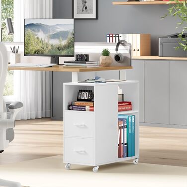 Контейнер на колесах HOCSOK, шафа для документів з шухлядою та відділеннями, офісна шафа, шафа для зберігання речей, журнальний столик для вітальні, спальні та офісу, білий