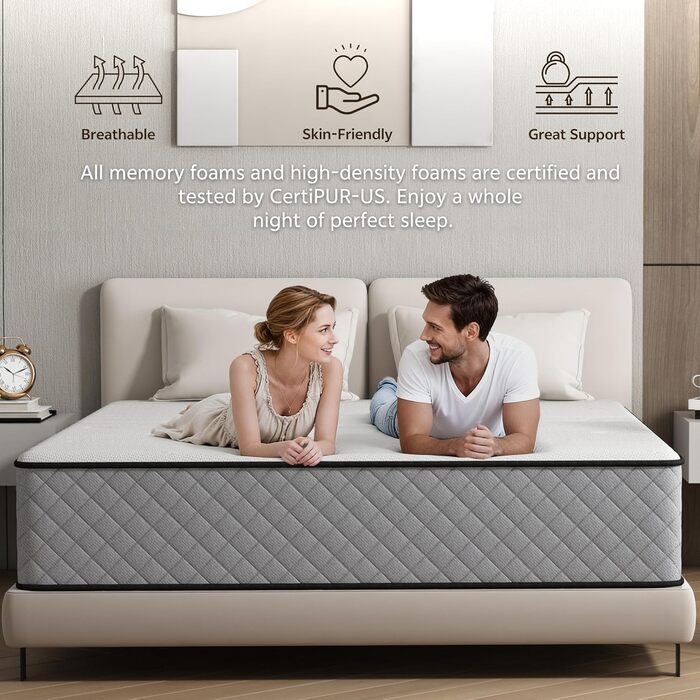 Матрац 140x200 холодна піна H2 H3 з сертифікацією Oeko-Tex, висота 25 см, 7-зонний пружинний матрац з ефектом пам&39яті, матрац 140x200x25см, 140 x 200 см, 25см-H3-середньожорсткий