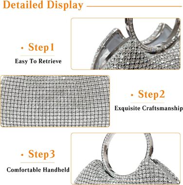 Сумка-клатч жіноча вечірня зі стразами, срібляста діамантова сумочка на ланцюжку для весілля, випускного, банкету та урочистих подій