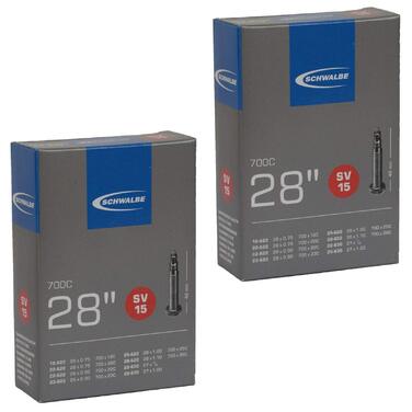 Камери Schwalbe для шосейних велосипедів 700x18-28c, Presta, вентиль 40 мм (пара), чорні