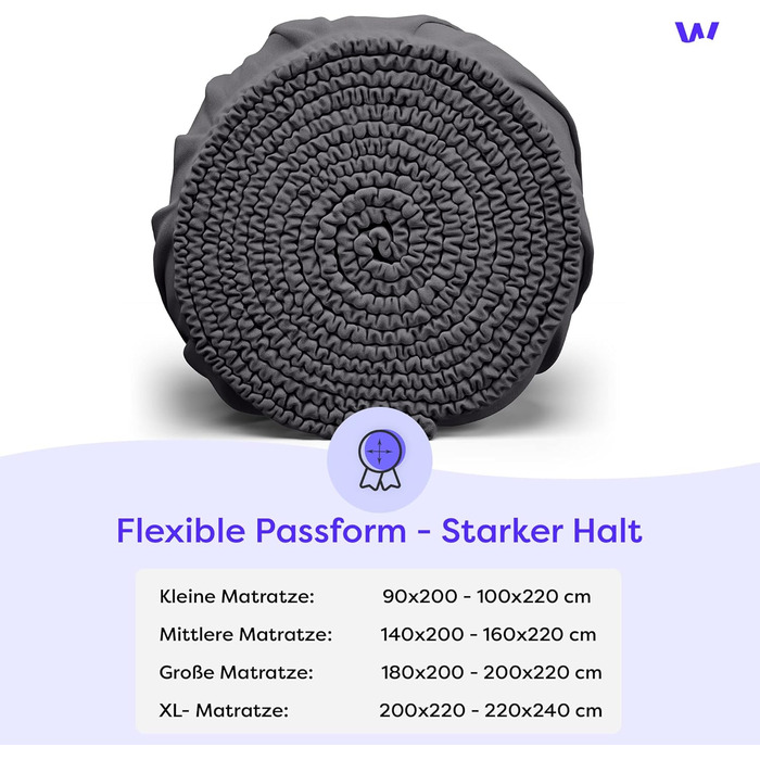 Простирадло Wolkenfeld на резинці 200x220 см 220x240 см Преміум джерсі бавовна з 5 лайкри Простирадло без складок для високих матраців до 40 см Дихаюче та сертифіковане Oeko-TEX Антрацит Антрацит 200x220-220x240