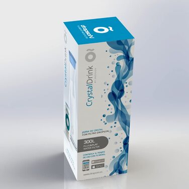 Скляний глечик dropson з фільтром, модель CrystalDrink, 1 л, з синьою кришкою фільтр для води для крану, фільтр-бідон 300 л