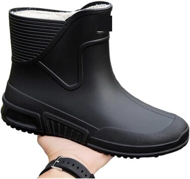 Чоловічі гумові чоботи, чоловічі гумові чоботи, теплі, міцні, повсякденні гумові чоботи, робоче взуття для кухарів, бавовняне взуття, чорні/червоні, розмір 40 EU