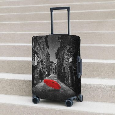 Чохол для валізи BAFAFA з принтом Червона парасолька, захист від подряпин та пилу, еластичний, чорний, розмір 80
