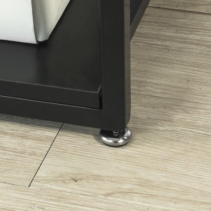 Журнальний столик зі скляною стільницею, журнальний столик, скляний стіл з 3 полицями, чорний, розміри Ш/В прибл. 65x55x35 см, Black-fbt65-sch, 65-SCH