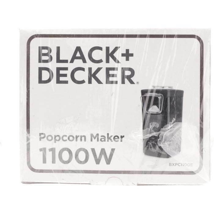 Виробник попкорну Black Decker BXPC1100E 1100 Вт Без олії Компактний Приготування всього за 3 хвилини Багатофункціональні мірні чашки Гаряче повітря Червоний