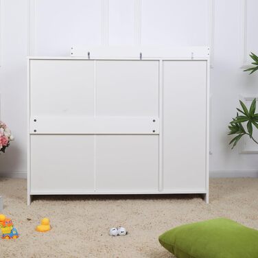 Пеленальний столик ecomi, дитячий комод з дерева з пеленальною тумбою, 3 шухляди, 1 дверцята, висота 100 см, білий колір, пеленальний столик 113x100 см, хромовані ручки