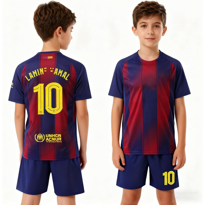 Новий дитячий комплект футбольної майки, тренувальна футбольна майка, домашня/виїзна футбольна майка, футболки для фанатів, швидковисихаюча, дихаюча футбольна майка з щитками для гомілок, 130-140C