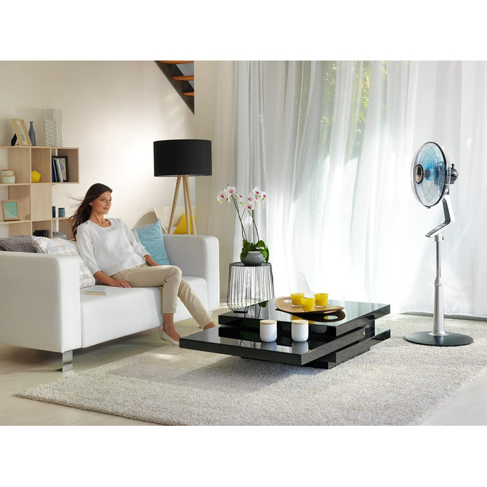 П'єдестальний вентилятор Turbo Boost Silence Extreme з пультом дистанційного керування, діаметр 40 см, надзвичайно тихий, чорний/с