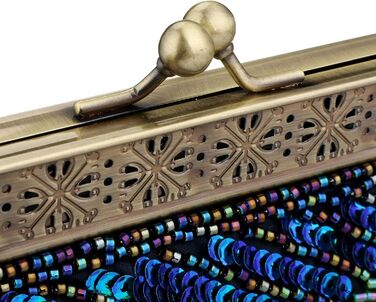 Клатч жіночий Kwolf Павичче сяйво, вінтажний стиль, з паєтками та перлами, блакитно-павичий, універсальний розмір. Ідеально для весілля, вечірки, коктейлю.