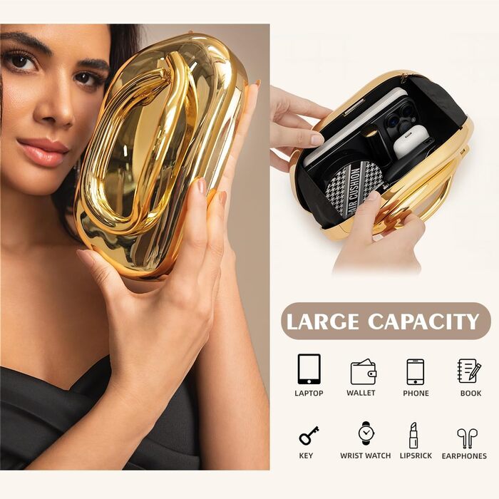 ФІЛОМЕНА вечірня сумочка-клатч, жіноча сумочка, акрил, металевий ланцюжок, сумка на плече, крос-боді, для весілля, вечірки, повсякденного використання, золота