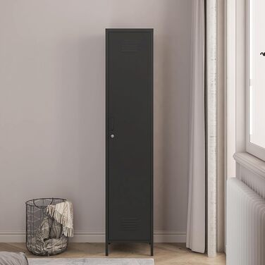 Шафа Seinjoki, Шафка, Шафка для роздягальні, 180 x 38 x 38 см, Металева шафа, Багатоцільова шафа, Замикається, Шафа, Шафа для роздягальні, Універсальна шафа, Сталь, Чорний, 180 x 38 x 38 см, Чорний, Матовий