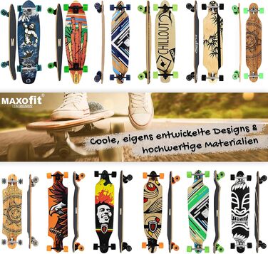 Лонгборд MAXOfit Mystic Deluxe 99 см клен + бамбук високоякісна дека ABEC-9 78A колеса різні дизайни для початківців та профі drop-through freeride cruiser повний компліт оригінал Німеччина 2025