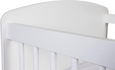 Дитяче ліжечко K2 Біле 12060 см Дерев&39яне дитяче ліжко з 3-позиційною регульованою висотою рейковою основою та 3 знімними перекладинами Ліжечко з сосни та МДФ Матрац не входить до комплекту, Біле