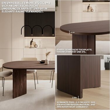 Овальний обідній стіл Selsey OVO, 90 x 204 см Обідній стіл, Кухонний стіл, Горіх Вісконсин