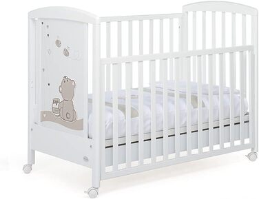 Дитяче ліжечко з регульованою бічною панеллю, 131 x 71 x 103 см, 24 кг, біле. Регульоване