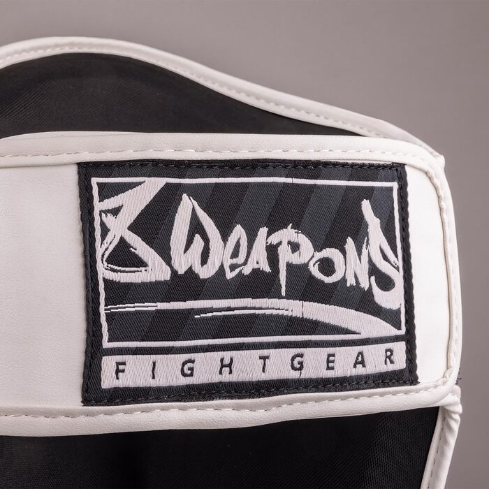 ВИРОБІВ ЗБРОЇ Щитки для гомілок Unlimited 2.0, чорно-білі, для тренувань та змагань, високоякісна синтетична шкіра та ідеальна амортизація, муай-тай, K1, MMA, карате та кікбоксинг, 8