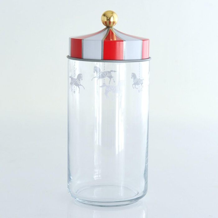 Кухонний контейнер Alessi з герметичною кришкою, жерсть, скло, різнокольоровий, 10,5 x 10,5 x 24,5 см