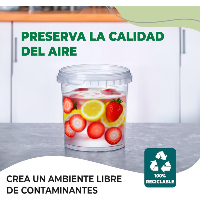 Пластикові відра Growmania, 1 літр, прозорі, з ручкою, герметична ємність, підходить для їжі, рідин та фарби, 100 шт.