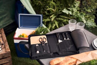 Набір ножів ZWILLING Four Star Traveller Set/Knife Set із 7 предметів для кемпінгу, набір із 3 ножів, обробна дошка, ніж офіціанта, ножиці та сумка для перенесення