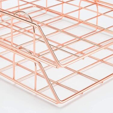 Металевий лоток для документів XINGHE з 2 частин, штабелювані металеві лотки для паперу для столу, для столу, лоток для документів, лоток для листів (рожеве золото)