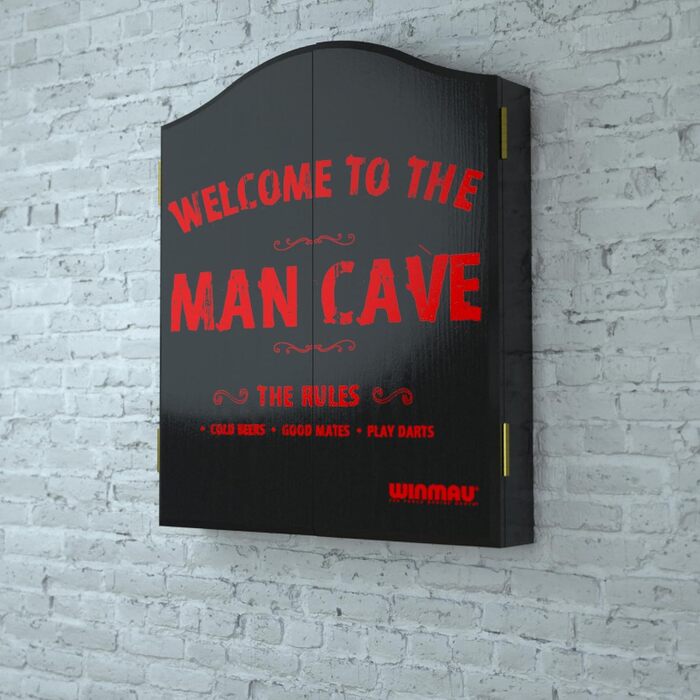 Подарунковий набір мішені для дартсу Winmau Man Cave з мішенню для дартсу, шафою для дартсу, дротиками та лінією для кидка