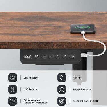 Стіл Homall з регульованою висотою та USB-портом 100x60 см, комп&39ютерний стіл стоячи, ергономічний стіл для домашнього офісу (100x60 см, вінтажний коричневий) 100x60 см коричневий