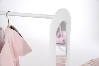 Шафа Roba з вішалкою для одягу, полицею, вішаком для одягу та великим дзеркалом виготовлена з дерева, пофарбована в білий колір