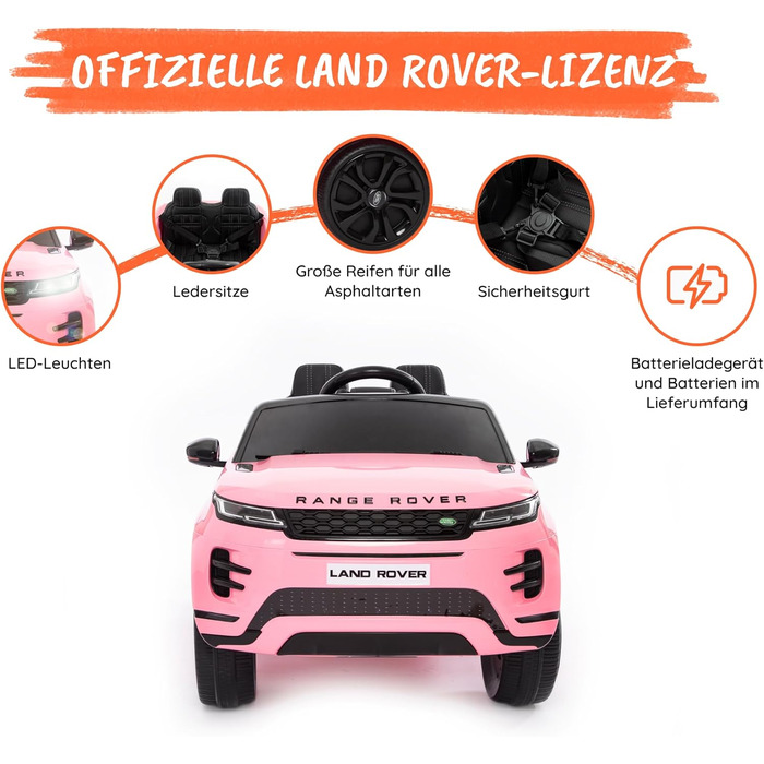 Дитячий електромобіль Range Rover Evoque електричний дитячий автомобіль з 12-вольтовим акумулятором, сенсорним монітором MP4, шкір