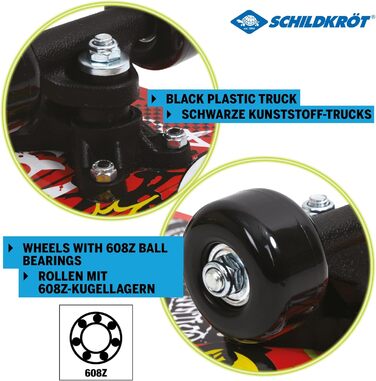 Міні-скейтборд Schildkröt 17" Skate It Out - дитячий скейтборд для віку 4-6 років, дерев'яна дека 43 x 13 см, класний дизайн для дітей