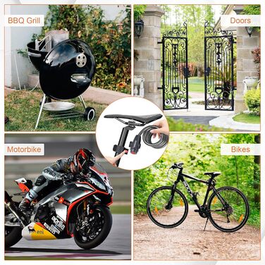 Замок велосипедний GRIFEMA з 2 ключами 120см/12мм, дитячий велосипедний замок, високий рівень безпеки, протиугінний трос для велосипеда з тримачем, аксесуари для велосипеда, чорний замок зі ключами