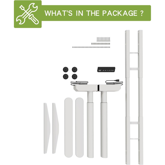 Каркас столу Radlove з подвійним двигуном та регулюванням висоти, регульовані ніжки підставки для столів розміром від 120 до 178 см з 4 функцією пам&39яті (білий циліндричні ніжки)