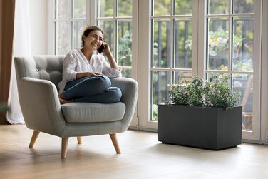 Квітковий горщик Ondis24, Кашпо під бетон Caro, XXL Кашпо на колесах Виготовлено зі 100 переробленого пластику, Велике вуличне кашпо (Антрацит, 80 см) Антрацит 80 см