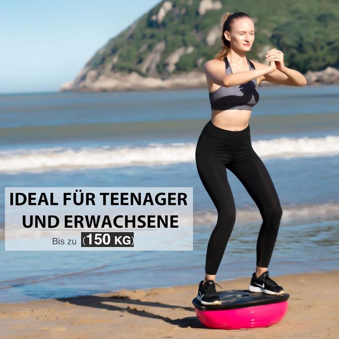 Тренажер для балансування ZELUS, протиковзкий балансувальний м&39яч, напівсфера з еспандерами, гімнастичний м&39яч для йоги, фітнесу, силових тренувань, тренування корпусу, тренування балансу, рожевий