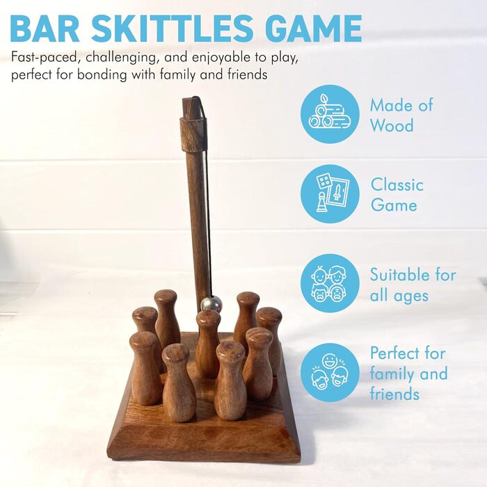 Набір Bar Skittles (Настільні кеглі) ручної роботи з масиву дерева