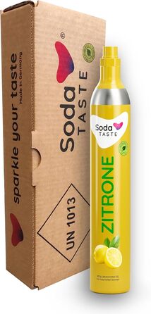 Купівельний балон CO2 SodaTASTE (резервний циліндр) для виробників газованої води, зі смаком натурального лимона, без сиропу, до 60 л газованої води зі смаком, без цукру