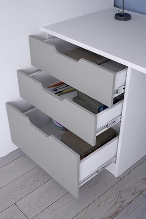 Дитяче ліжко-горище Shefa з письмовим столом - компактне ліжко-горище 5-в-1 для дітей зі сходами, шафою, полицею та робочою зоною - сірого кольору, вантажопідйомність до 90 кг, розміри 206 x 107 см