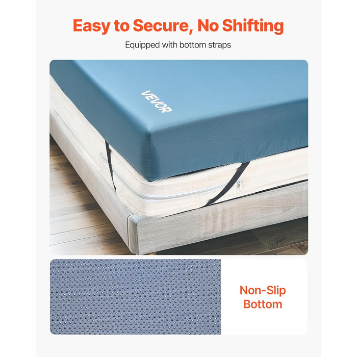 Матрац VEVOR Care, вантажопідйомність 158 кг, медичний пінопластовий матрац, водонепроникний, для лікування пролежнів у будинках для людей похилого віку та догляду вдома, 2030x914x153 мм