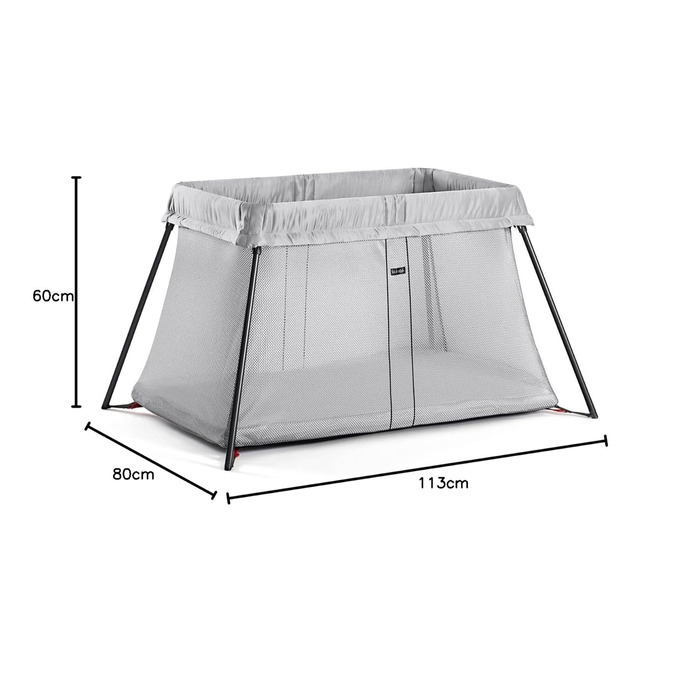 Дорожнє ліжечко BabyBjrn Light, сріблясте