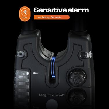 Сигналізатор клювання Hirisi Tackle для лову коропа з пультом дистанційного керування (радіоприймач), нічним освітленням, регулюванням чутливості, гучності та тону. Комплект сигналізаторів клювання. FBA-S8-2